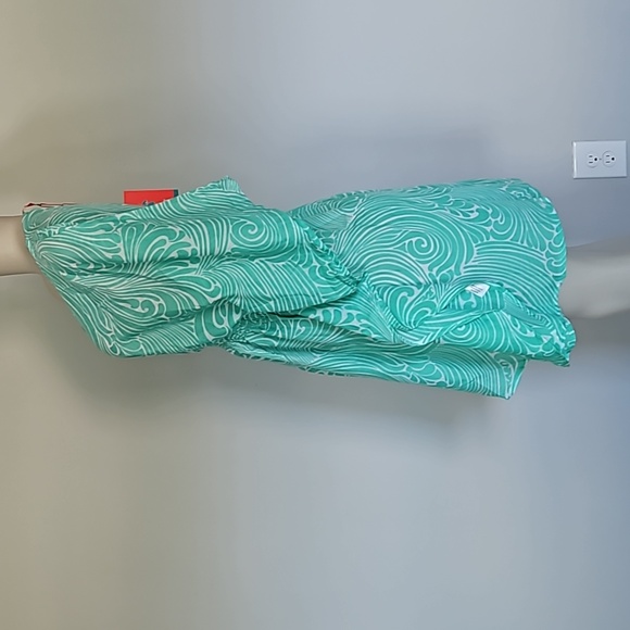 Lindsay Phillips green whispy print swim cover up-S/M - Picture 3 of 10